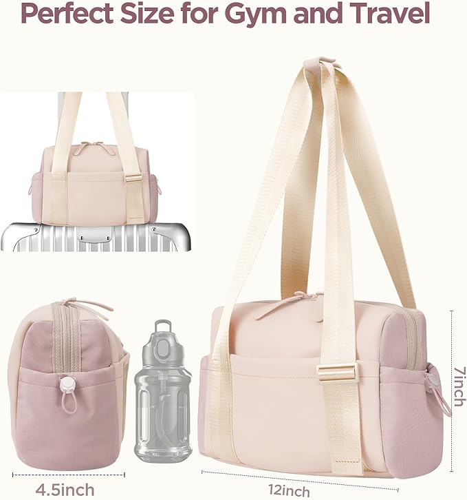 Mini Gym Bag for Women Girls Small Gym Tote Bag with Wet Compartment Waterproof Travel Duffle Bag Cute Workout Sport Bag