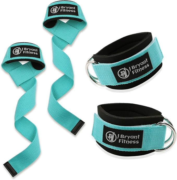 J Bryant Lifting Wrist Straps for Weightlifting and Ankle Strap for Cable Machines Booty Workouts Strength Training Attachments