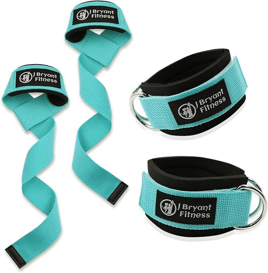 J Bryant Lifting Wrist Straps for Weightlifting and Ankle Strap for Cable Machines Booty Workouts Strength Training Attachments