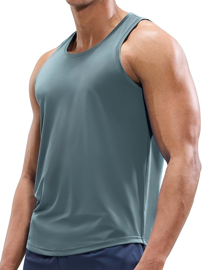 MIER Men's Tank Tops Workout Sleeveless Tee Shirts Muscle Athletic Gym Running Beach Tanks for Men, Quick Dry