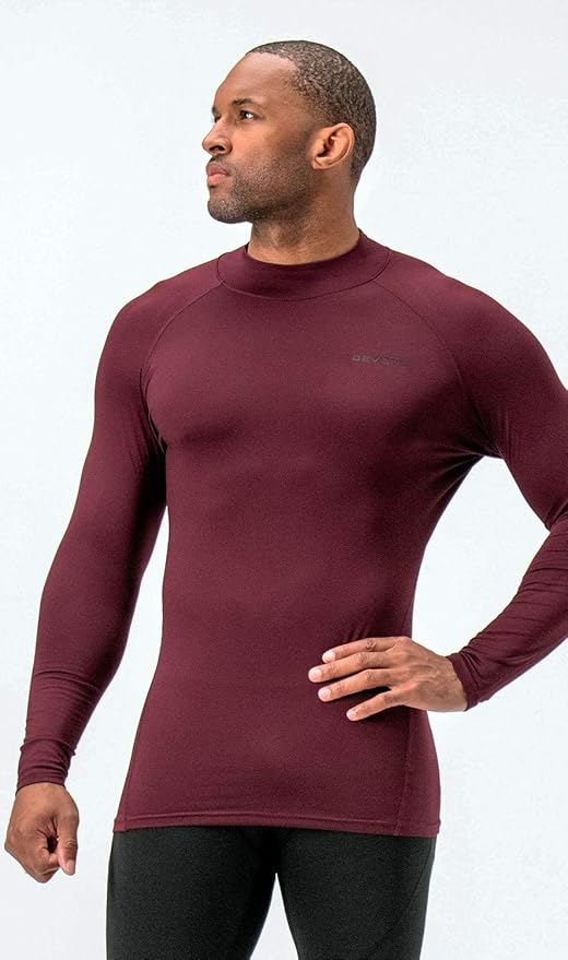 DEVOPS 2 Pack Men's Thermal Turtle Mock Neck Shirts, Compression Long Sleeve Tops and Hoodies