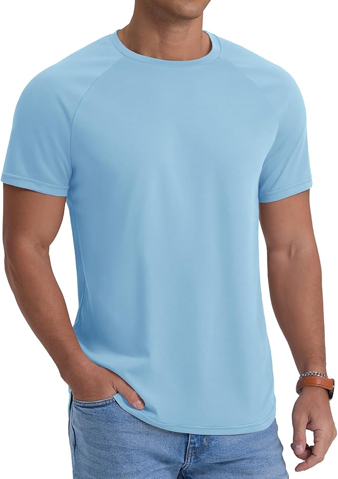 Askdeer Men's T-Shirt Short Sleeve Quick Dry Shirts Lightweight Workout Athletic Tees for Running, Beach, Hiking