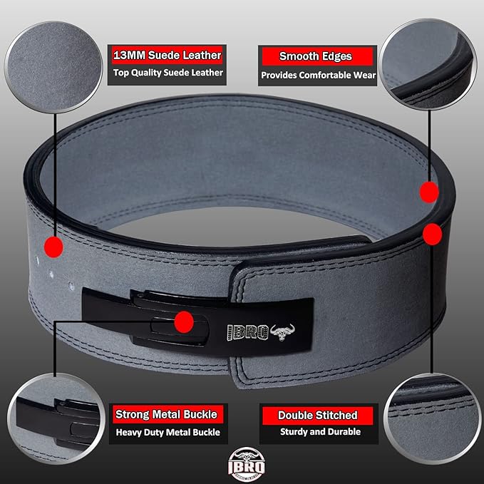 IBRO Powerlifting Lever Gym Belt – Power 8MM, 10MM or 13MM Extreme Heavy Duty Genuine Leather Belts - Squats Deadlifts Bodybuilding Weight Lifting IPF Power Lifting Strongman for Men