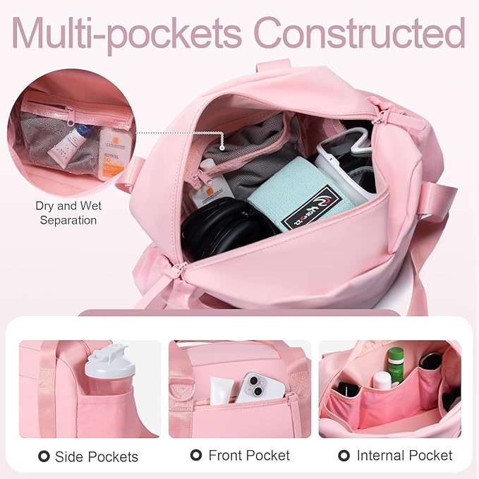 Small Gym Bag 14 inch for Women & Men Mini Gym Duffel Bag with Wet Compartment Waterproof Travel Duffle Bag for Sports Workout Dance