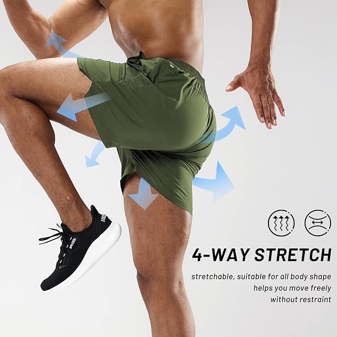 MIER Men's Workout Running Shorts Quick Dry Active 5 Inches Shorts with Pockets, Lightweight, Breathable