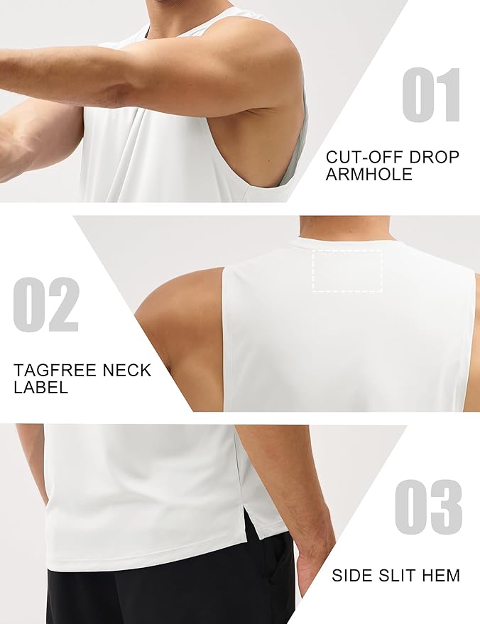 MAGCOMSEN Mens Workout Tank Tops Undershirt Cotton Muscle Athletic Sleeveless Shirts for Gym