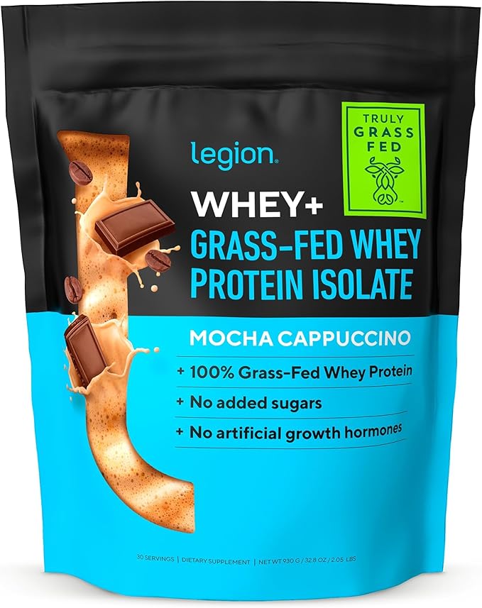 LEGION Whey+ Protein Whey Isolate from Grass Fed Cows - Whey Protein Isolate Powder Low Calorie, Non-GMO, Sugar Free, Lactose and Gluten Free, All Natural Protein Powder for Men & Women 30 Servings