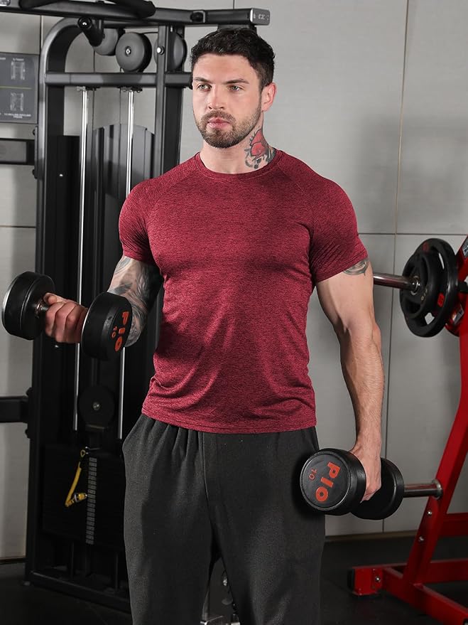 Sumolux 5 Pack Men’s Active Crew Neck T Shirts Quick Dry Athletic Running Gym Workout Short Sleeve Tee Tops Bulk