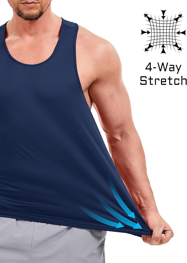 TACVASEN Mens Workout Tank Top UPF 80+ Y-Back Muscle Shirts Quick Dry Sleeveless Tee Shirt for Swim Beach Gym Athletic