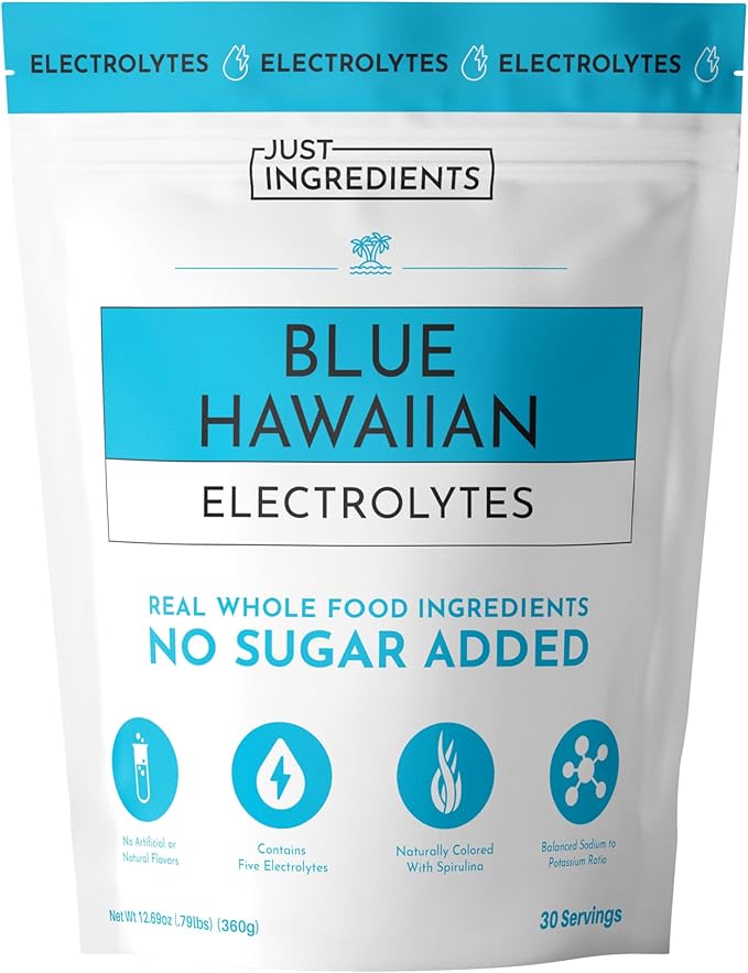 Blue Hawaiian Electrolytes Drink Mix | 30 Servings | Organic Coconut Water, Blue Spirulina & 5 Key Electrolytes | Supports Hydration, Electrolyte Balance & Muscle Recovery* | No Sugar Added