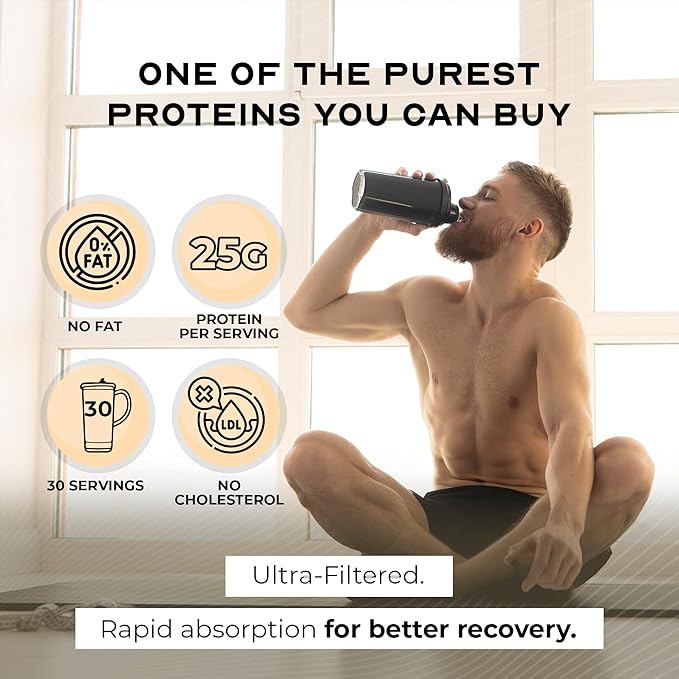 Muscle Feast Grass-Fed Whey Protein Isolate, All Natural Hormone Free Pasture Raised, Whey Isolate Protein Powder for Men and Women, Clean, Gluten-Free, Delicious Isolate Protein - Vanilla, 2lb