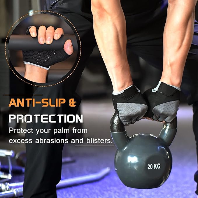 Sunnex Gym Gloves - Fingerless, Breathable Workout Gloves for Weightlifting, Cycling & More