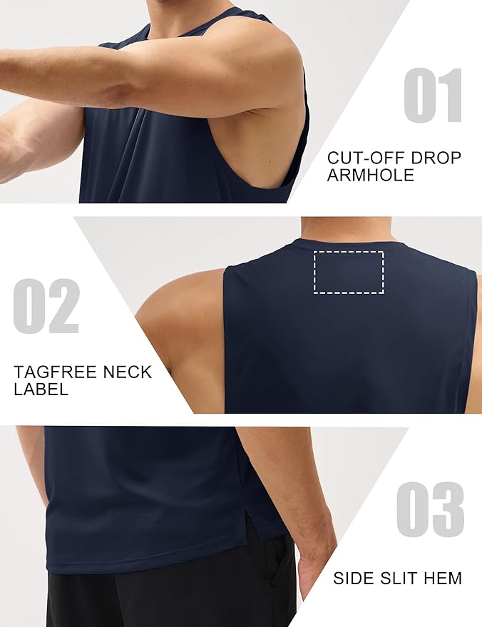 MAGCOMSEN Mens Workout Tank Tops Undershirt Cotton Muscle Athletic Sleeveless Shirts for Gym