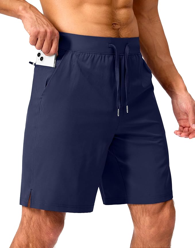 Men's Running Shorts with Zipper Pockets 9 Inch/ 7 Inch / 5 Inch Lightweight Quick Dry Gym Workout Athletic Shorts for Men