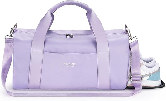 Gym Bag for Women Girls with Shoe Compartment & Wet Pocket - Duffle Bag for Travel Sports Fitness Workout Athletic, 19"-Medium, Purple