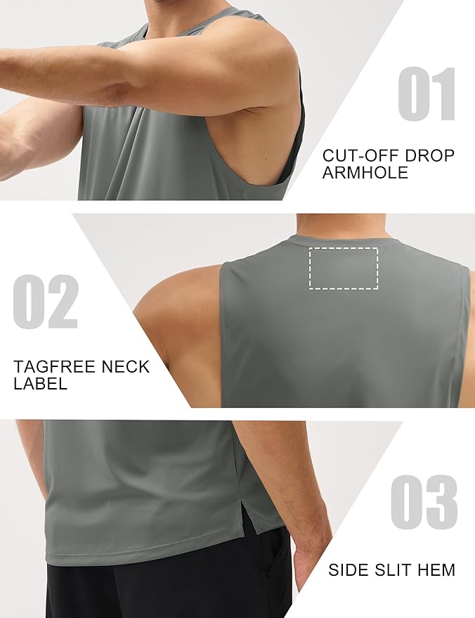 MAGCOMSEN Mens Workout Tank Tops Undershirt Cotton Muscle Athletic Sleeveless Shirts for Gym