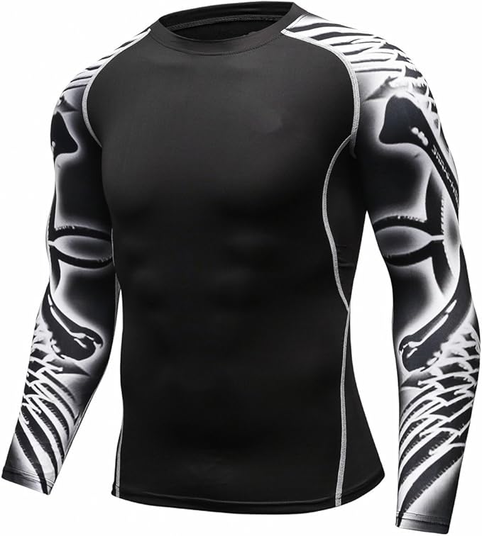 Men's Soft Slim Long Sleeve Dry-Fit Compression Gym Trainning Shirt