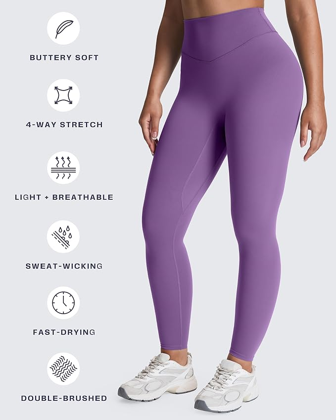 Aoxjox High Waisted Workout Leggings for Women Tummy Control Buttery Soft Yoga Metamorph Deep V Pants 26"