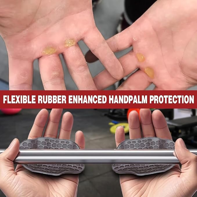 Ergonomic Non-Slip Fitness Grip Pads,Secured Finger Clip Hand Grips for Weightlifting,Pull-Ups,Dumbbells,Gym Workout Gloves,Palm Protectors for Men and Women(Black/Grey)