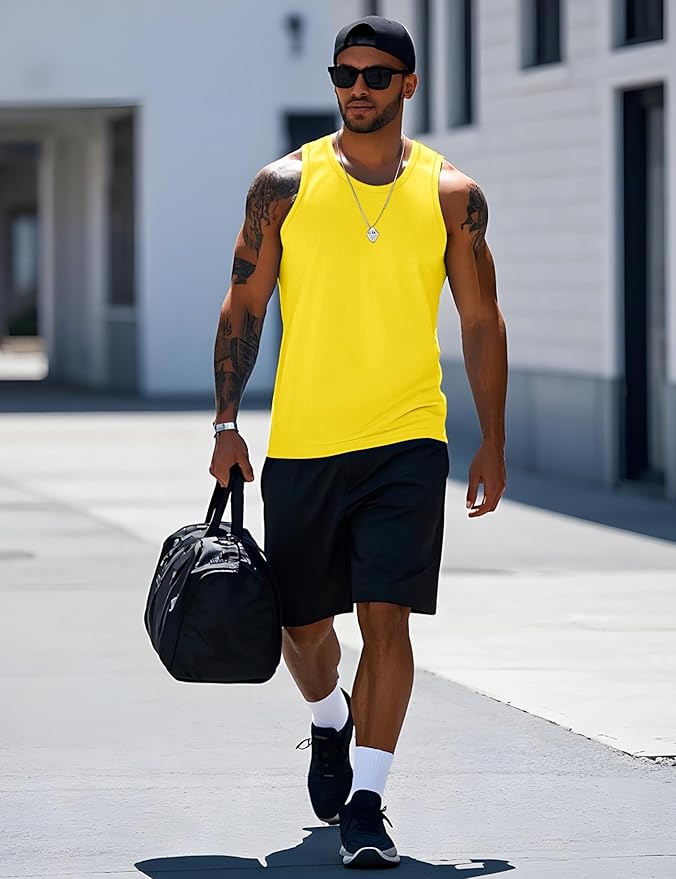 MAGCOMSEN Mens Workout Tank Tops Undershirt Cotton Muscle Athletic Sleeveless Shirts for Gym