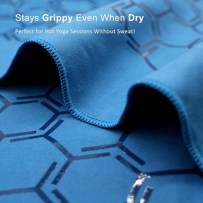 Eunzel Yoga Towel for Hot Yoga,Non-Slip Double Sided Silicone Grip Towel Absorbent Microfiber Towel for Hot Yoga, Vinyasa and Power 26.5"x72", Navy