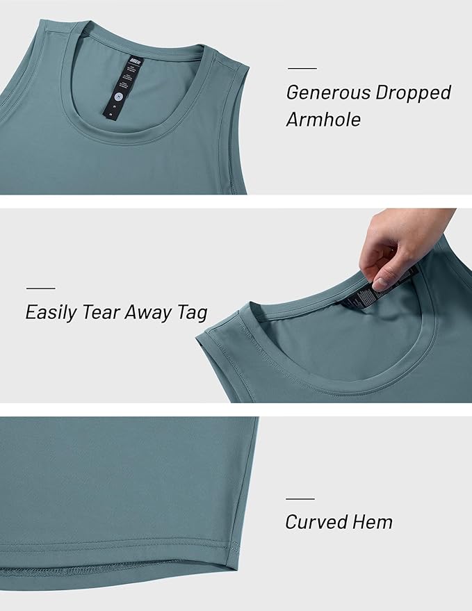 MIER Men's Tank Tops Workout Sleeveless Tee Shirts Muscle Athletic Gym Running Beach Tanks for Men, Quick Dry