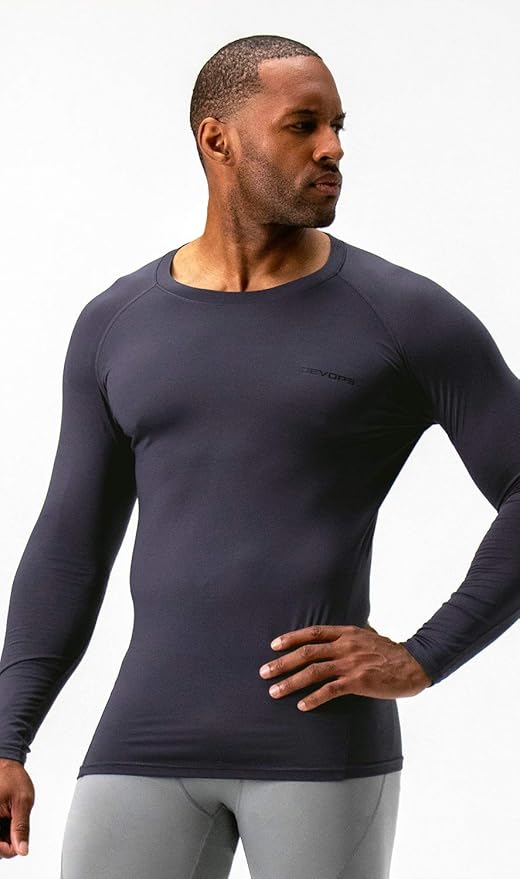 DEVOPS 2 Pack Men's Thermal Long Sleeve Compression Shirts
