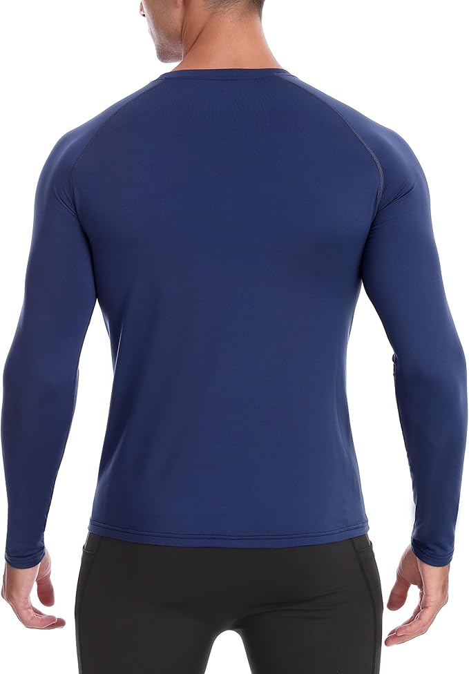 Mens Thermal Compression Shirts, Warm Long Sleeve Fleece Lined Tops Athletic Base Layer for Running Cold Weather