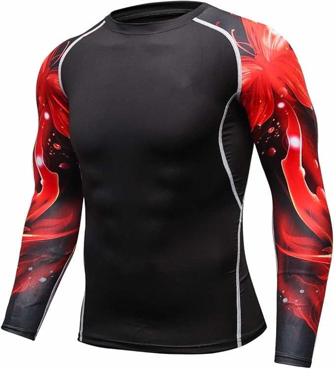Men's Soft Slim Long Sleeve Dry-Fit Compression Gym Trainning Shirt