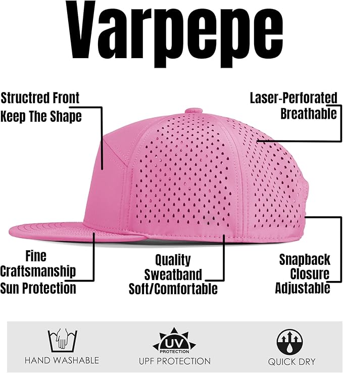 Performance Snapback Hats for Men Women,Flat Bill Cap,Golf,Running,Workout