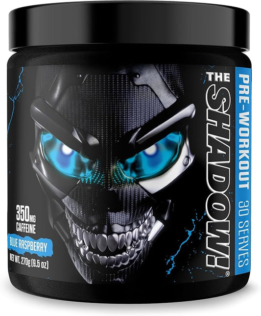 JNX SPORTS The Shadow! 350mg of Caffeine Hard Core Preworkout - Blue Raspberry 30 Servings | Electric Energy, Mental Focus & Superhuman Strength for Men & Women
