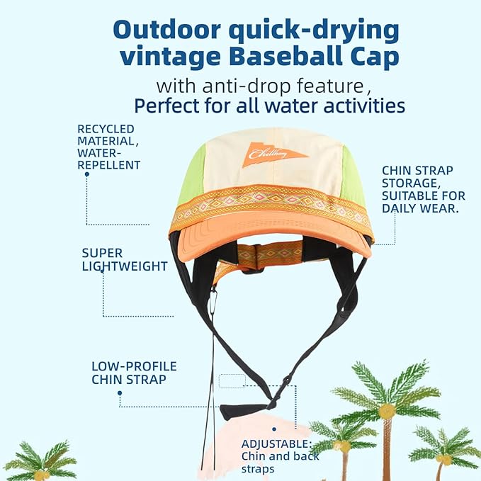 Vintage American-Style Sports Sunscreen Baseball Cap,Outdoor Camping Sunshade Waterproof and Non-Slip Surfing Hat Water Sport