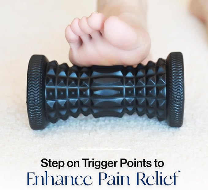 Tumaz Foot Roller 2025 Upgraded Version - Deeper Bumps Design | Plantar Fasciitis & Arch Pain Relief | Trigger Points & Deep Tissue Foot Massager | Portable, Black