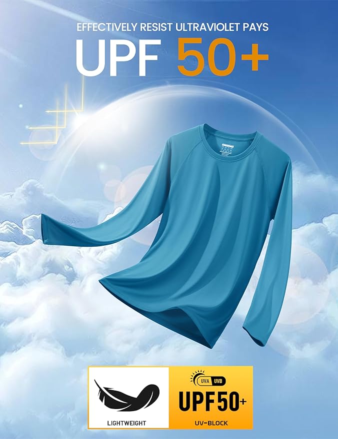 MAGCOMSEN Men's Long Sleeve Shirts UPF 50+ UV Sun Protection Athletic Shirts for Hiking Running Workout Rash Guard