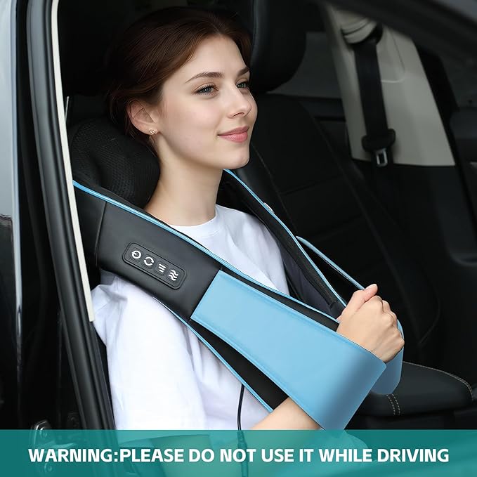 cotsoco Neck Massager, Shiatsu Neck and Back Massager with Heat for Pain Relief, Deep Tissue 3D Kneading Massage Pillow, Relaxation Gifts for Men and Women, Gifts for Dad, Elderly,Wife (Azure)