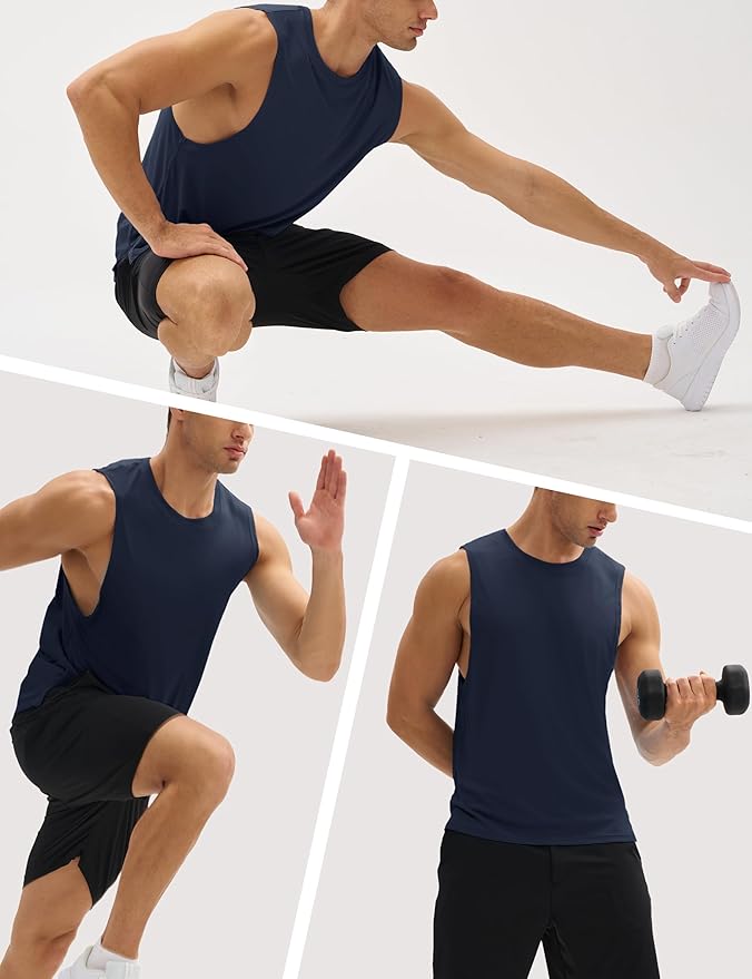 MAGCOMSEN Mens Workout Tank Tops Undershirt Cotton Muscle Athletic Sleeveless Shirts for Gym