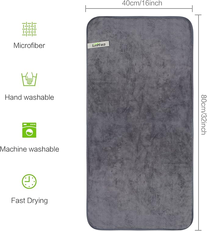 KinHwa Gym Towels for Men Sweat Absorbent Workout Towels Soft Microfiber Sports Towel Perfect Size for Workouts, Yoga, Running, Biking or Camping 16inch x 31inch 3 Pack Gray