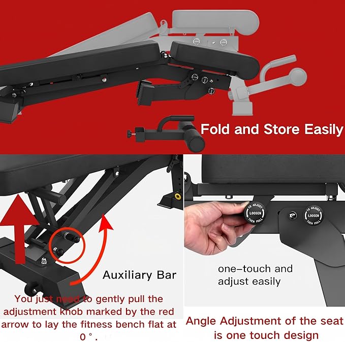 YOUTEN 1300 LB Weight Bench With Headrest Heavy Capacity | 9-4-4 90° Adjustable Incline Decline Exercise Chair for Home Gym More Stable and Durable | Foldable Training Lifting Bench | Dragon Flag Handle for Abdominal Arm Workout 2025 New Version