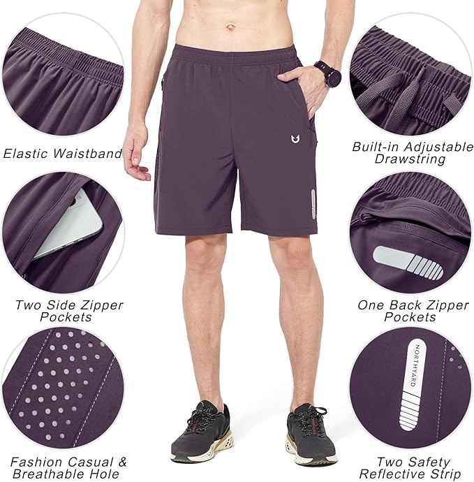 NORTHYARD Men's Athletic Running Shorts Quick Dry Workout Shorts 7"/ 5"/ 9" Lightweight Sports Gym Basketball Tennis Hiking