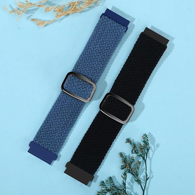 2 Pack Quick Release Braided Bands - 18mm 19mm 20mm 22mm 24mm Solo Loop Adjustable Soft Band for Women Men