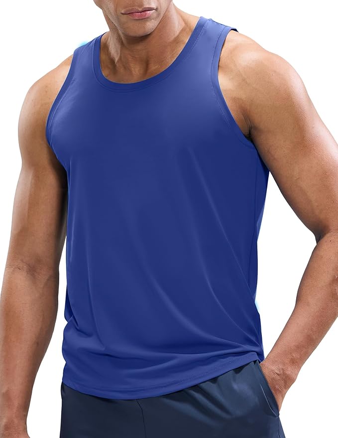 MIER Men's Tank Tops Workout Sleeveless Tee Shirts Muscle Athletic Gym Running Beach Tanks for Men, Quick Dry