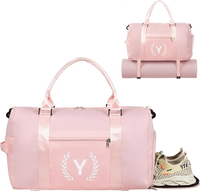 Gym & Sports Duffle Bag, Pink, Y Size, Polyester, Water-Resistant, 20"L x 11"W x 13"H, 5 Compartments, Zipper Closure, Web Handle, Fixed Strap, Travel & Everyday Use