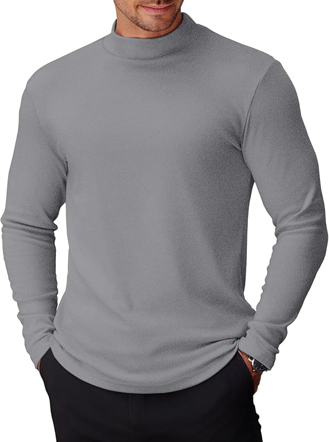 COOFANDY Mens Mock Turtleneck Long Sleeve Shirts Basic Thermal Turtle Neck Undershirt Lightweight Pullover Sweaters Top
