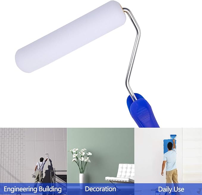 Mister Rui Foam Paint Roller Cover, 6 Inch Sponge Paint Roller Sleeve, Pack of 10, Foam of Premium Quality Can Be Used with Water and Oil Based Paints