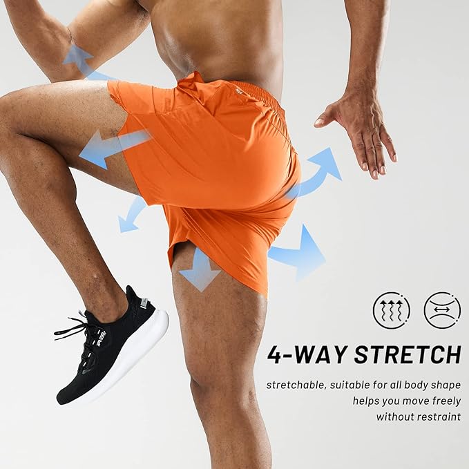 MIER Men's Workout Running Shorts Quick Dry Active 5 Inches Shorts with Pockets, Lightweight, Breathable