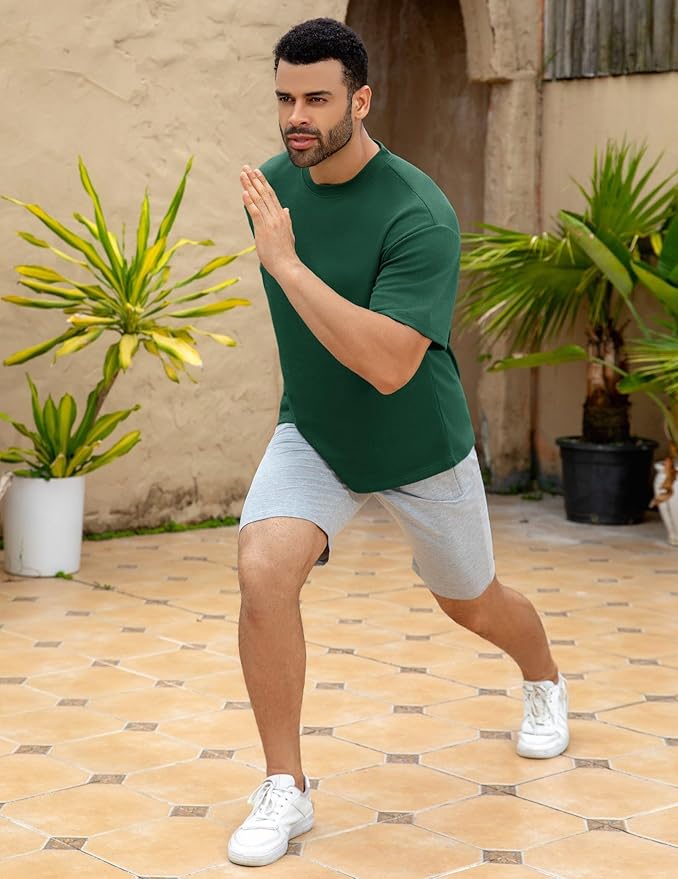 Mens Oversize Short Sleeve T-Shirts Loose Fit Solid Color Lightweight Tee Shirt Athletic Dry Fit Top