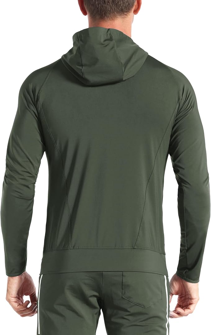 BROKIG Mens WindBreak Lightweight Running Jackets with Zip Pocket, Workout Track Hoodie Athletic Gym Sweatshirts Men