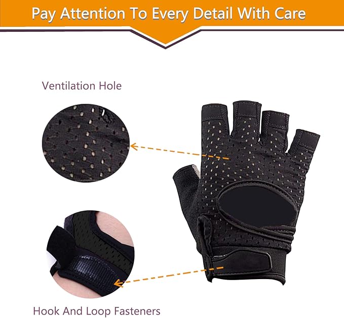 Breathable Workout Gloves for Women & Men Full Palm Protection Gym Gloves for Cycling | Fitness | Weightlifting | Pull-ups Deadlifting | Rowing(Black-Short-L)