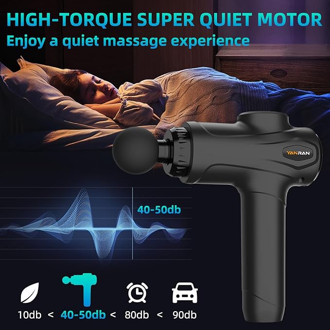 YANRAN Deep Tissue Massage Gun Portable, Percussion Massage Gun with 7 Levels & 6 Massage Heads, Electric Massager for Muscles Pain Relief, Gifts for Men Women Athletes for Sports and Relaxation