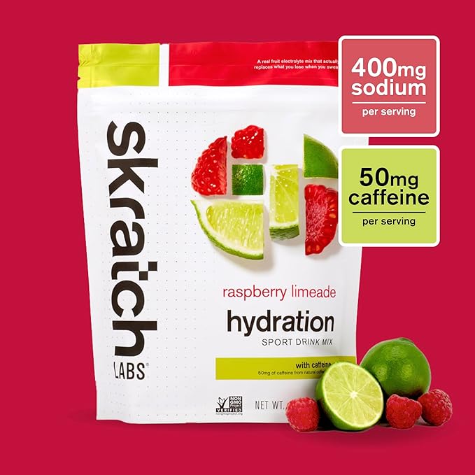 Skratch Labs Hydration Powder | Sport Drink Mix | Electrolytes Powder for Exercise, Endurance, and Performance | Raspberry Limeade with Caffeine | 20 Servings | Non-GMO, Vegan, Kosher